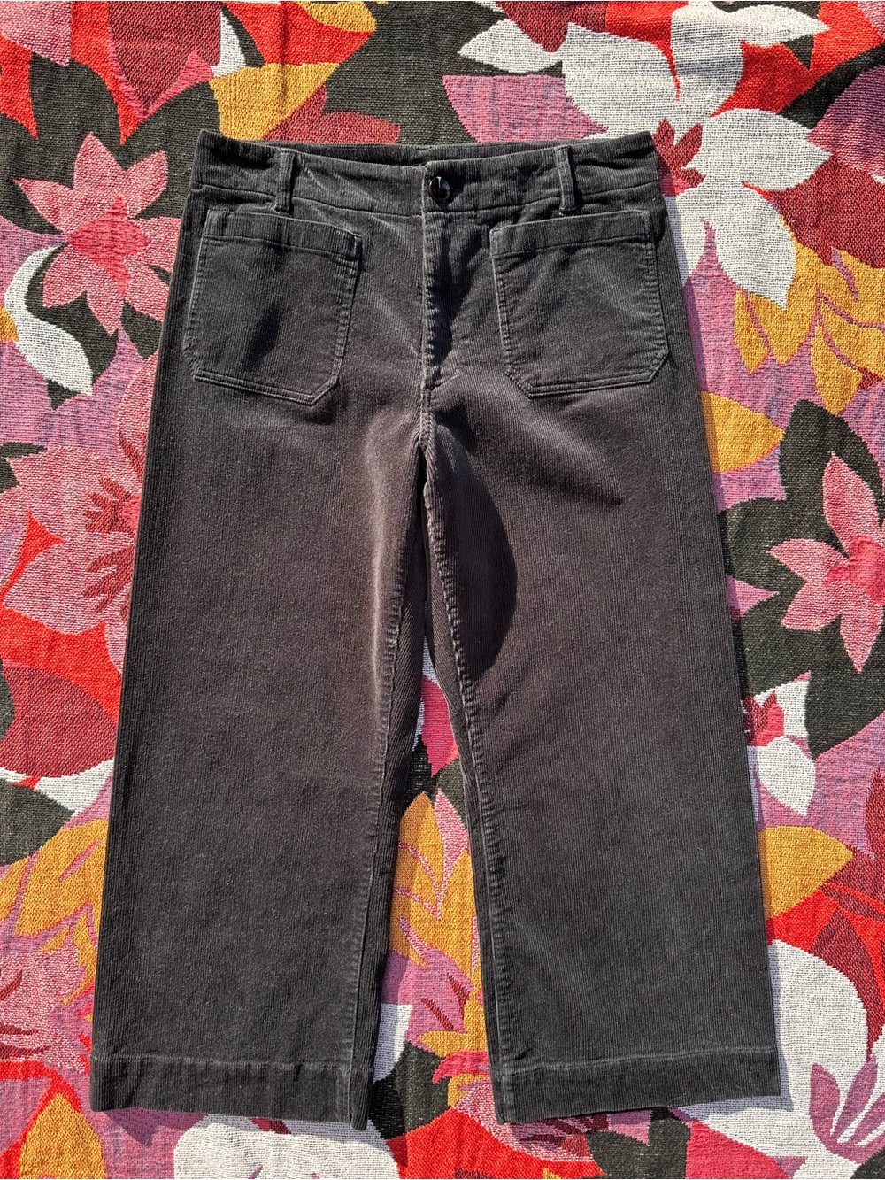 Quince Corduroy Wide Leg Cropped Pants Black
